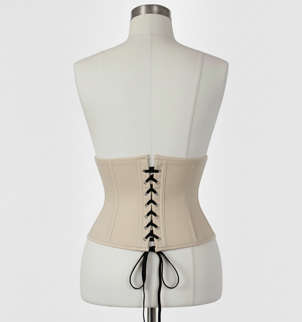 Waist Cincher Corset Hourglass Curve Waspie Corsete Corseting Beige Cotton CE-03102511