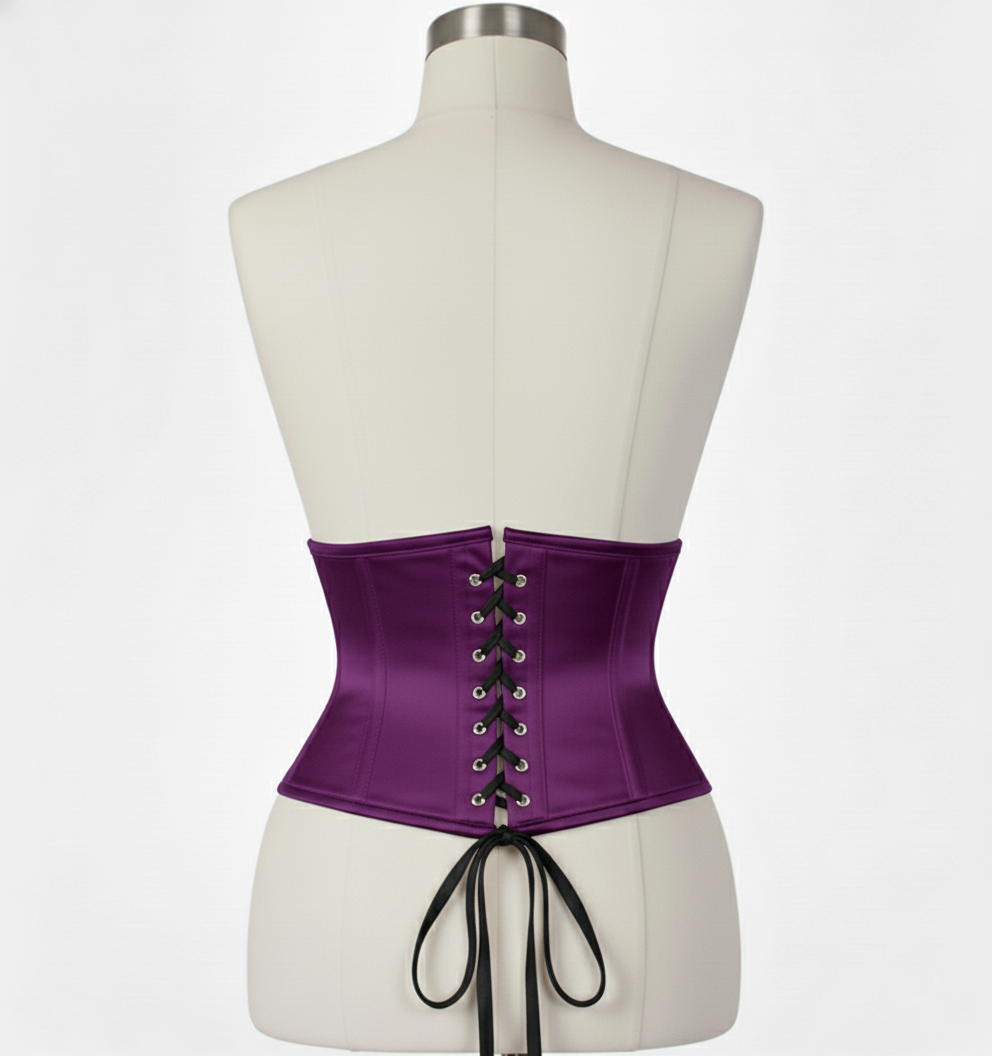 Waist Cincher Corset Hourglass Curve Waspie Corsete Corseting Purple Satin CE-1620