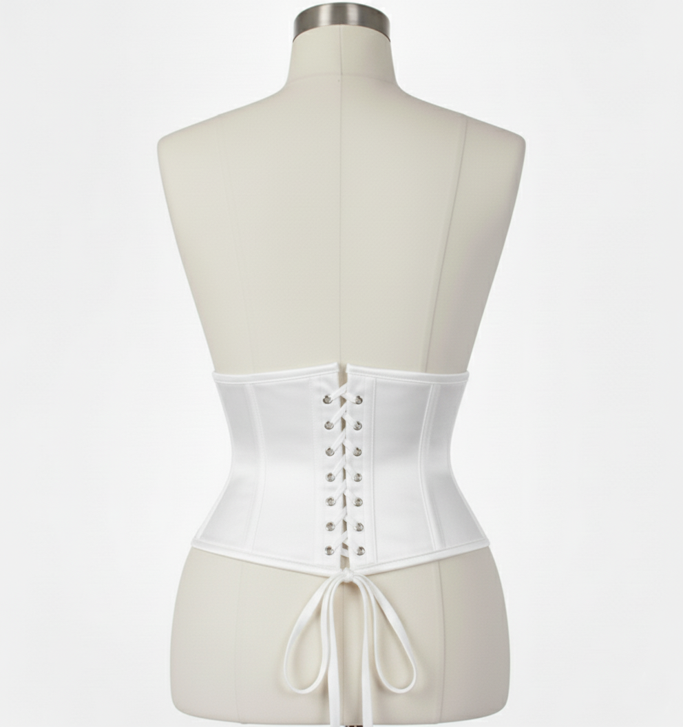 Waist Cincher Corset Hourglass Curve Waspie Corsete Corseting White Satin CE-1611